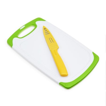 True 8232 3.5 In. Small Cutting Board With Paring Knife Set; White